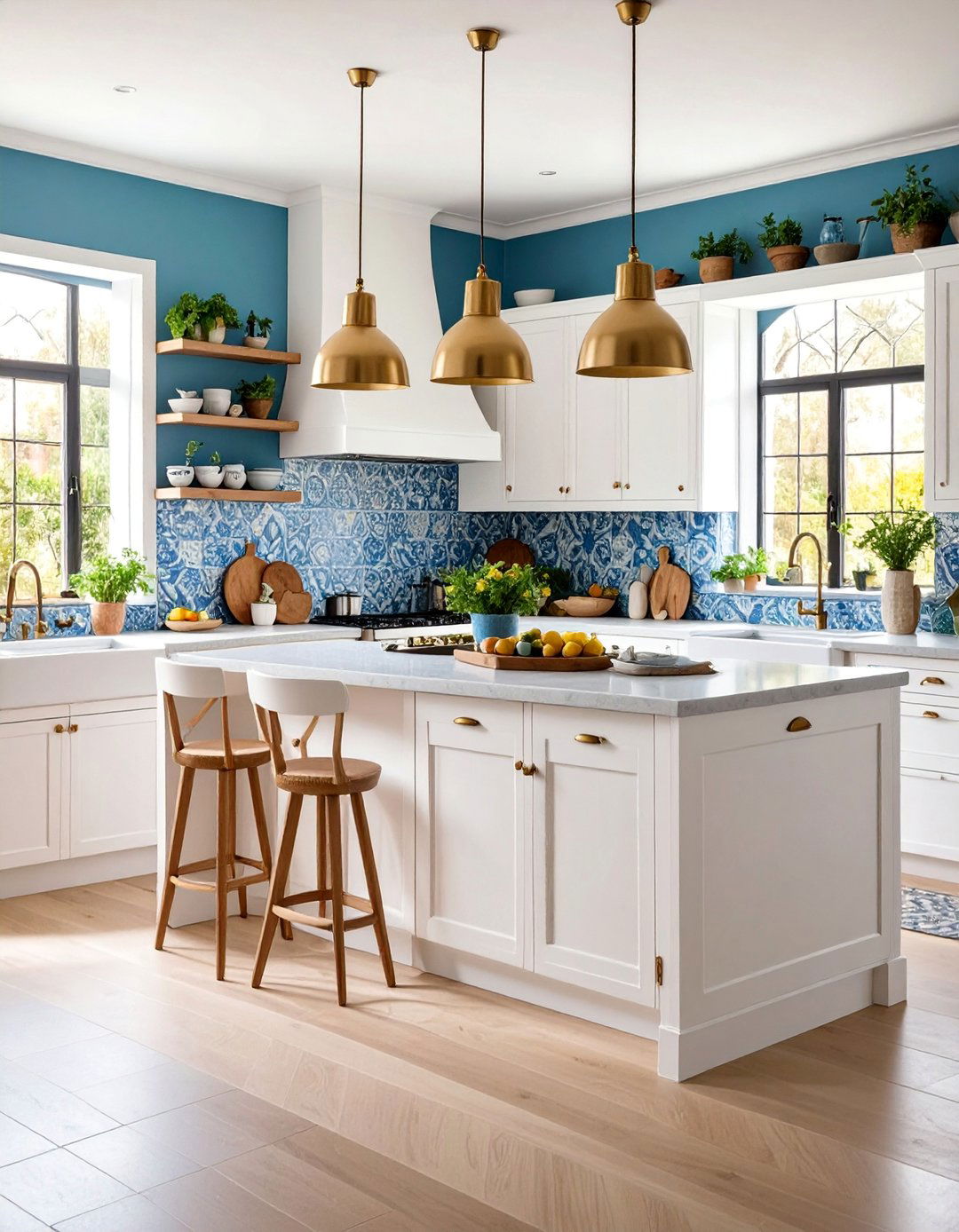 Mediterranean Blue Tile Kitchen Backsplash - 25 Blue and White Decor Ideas