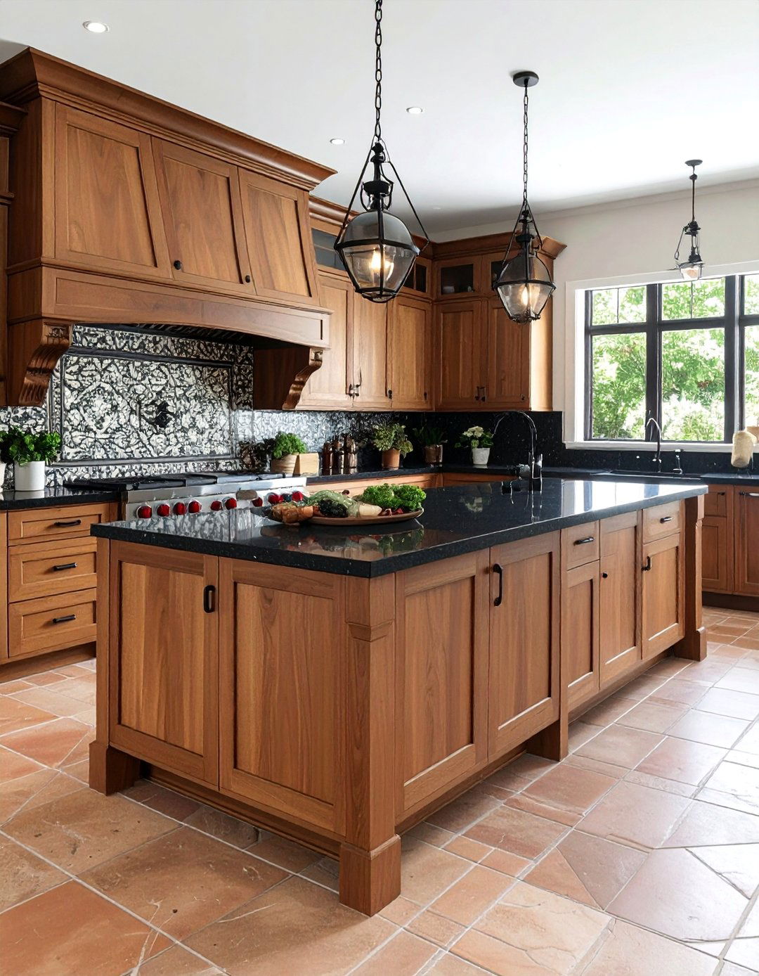Mediterranean Brown with Black Travertine - 25 Brown Kitchen Cabinets With Black Countertops