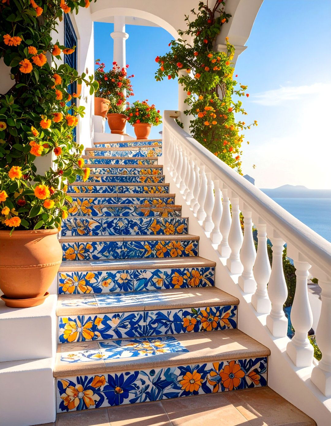 Mediterranean Ceramic Tile Design - 25 Stair Riser Ideas