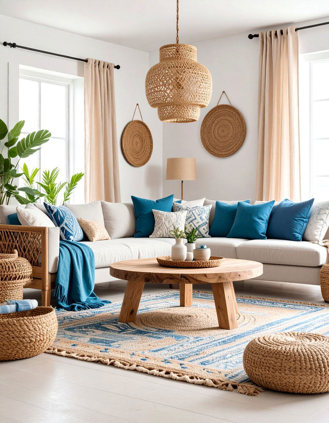 Mediterranean Coastal Boho Retreat - 25 Colorful Boho Living Room Ideas