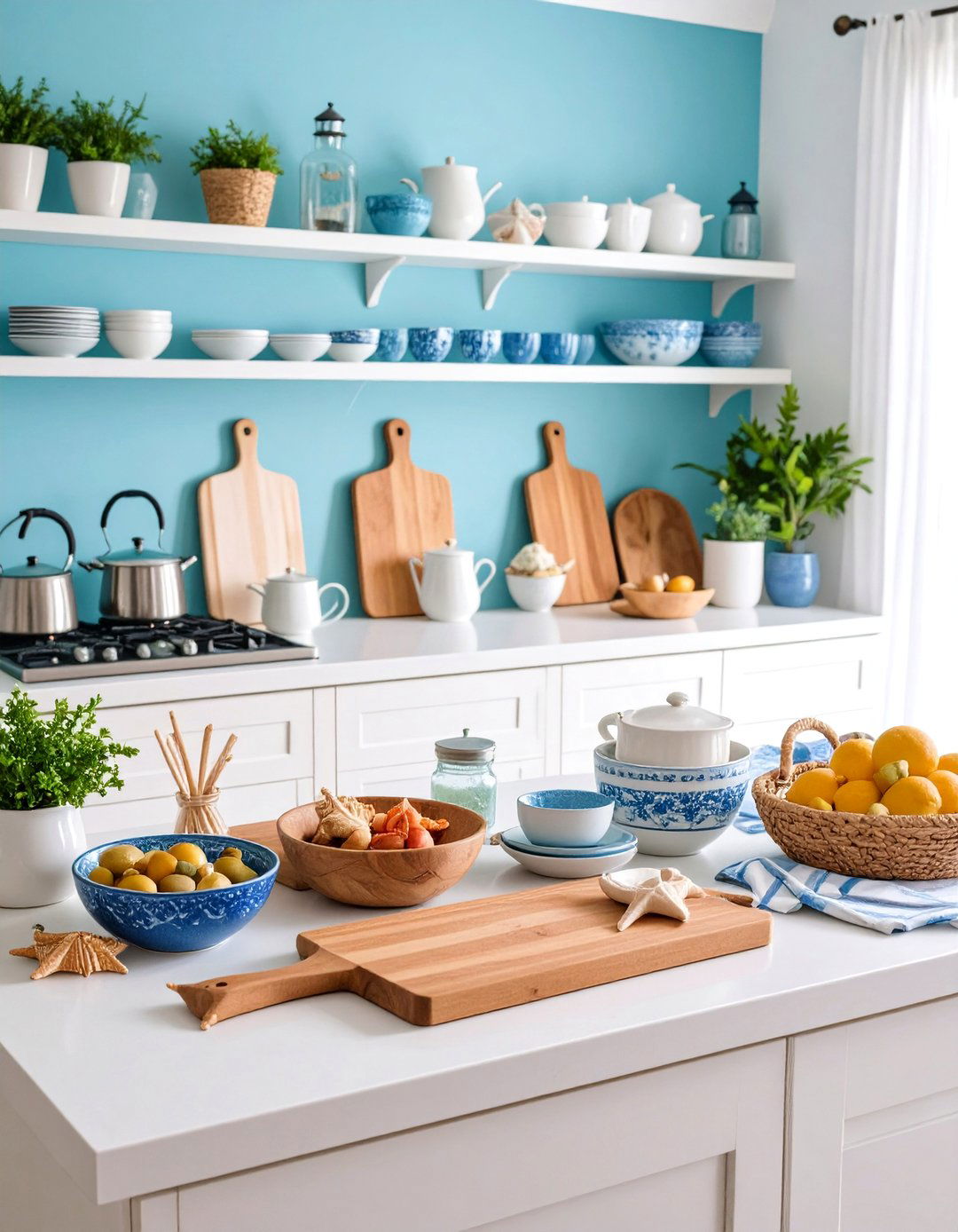 Mediterranean Coastal Counter Design - 25 Kitchen Counter Decor Ideas