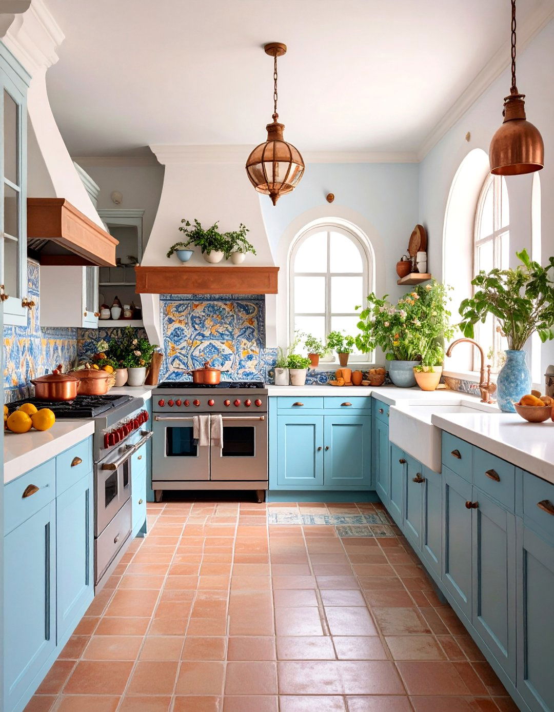 Mediterranean Coastal Kitchen with Terra Cotta and Tiles - 25 coastal kitchen ideas