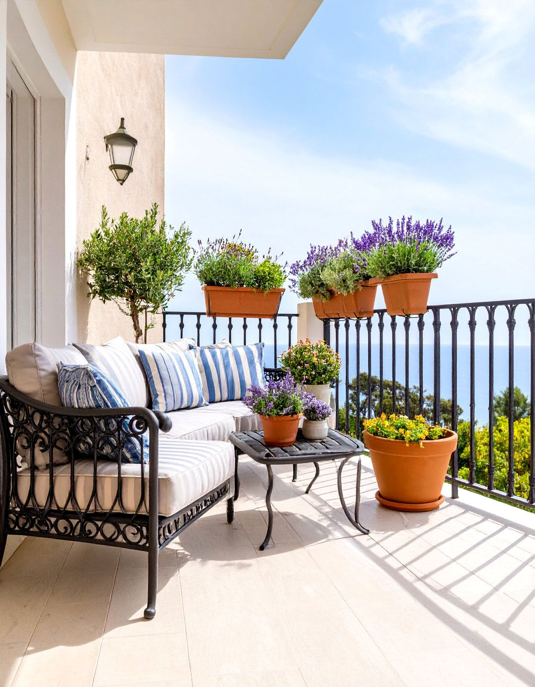 Mediterranean Coastal Style with Terracotta and Blues - 25 Balcony Deck Ideas