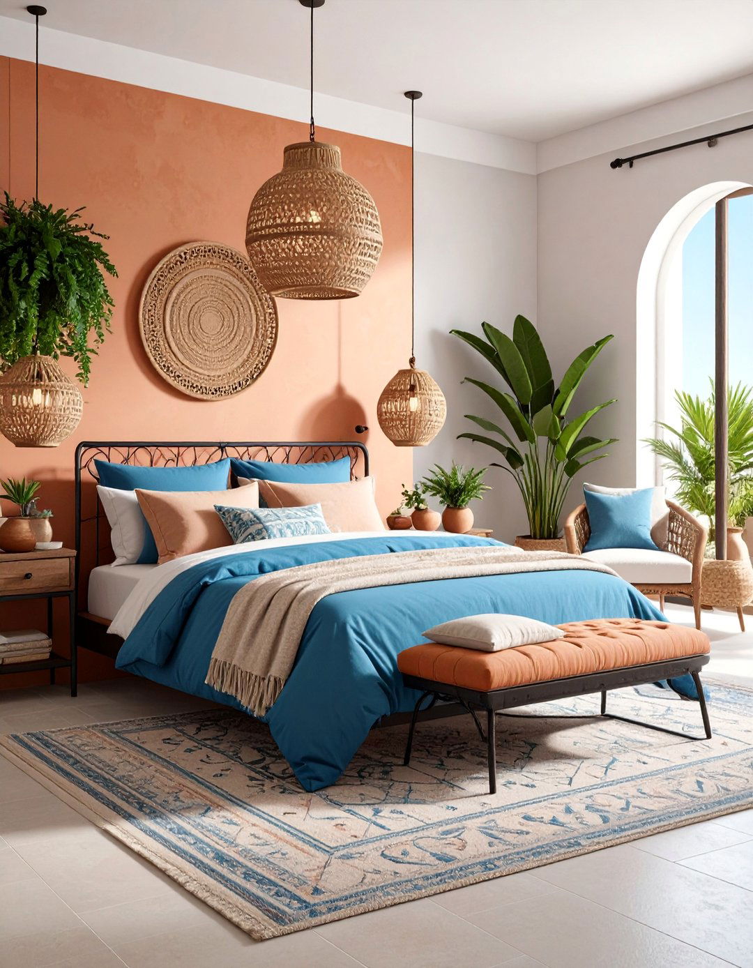 Mediterranean Colorful Bedroom with Terracotta and Azure - 25 Colorful Bedroom Ideas