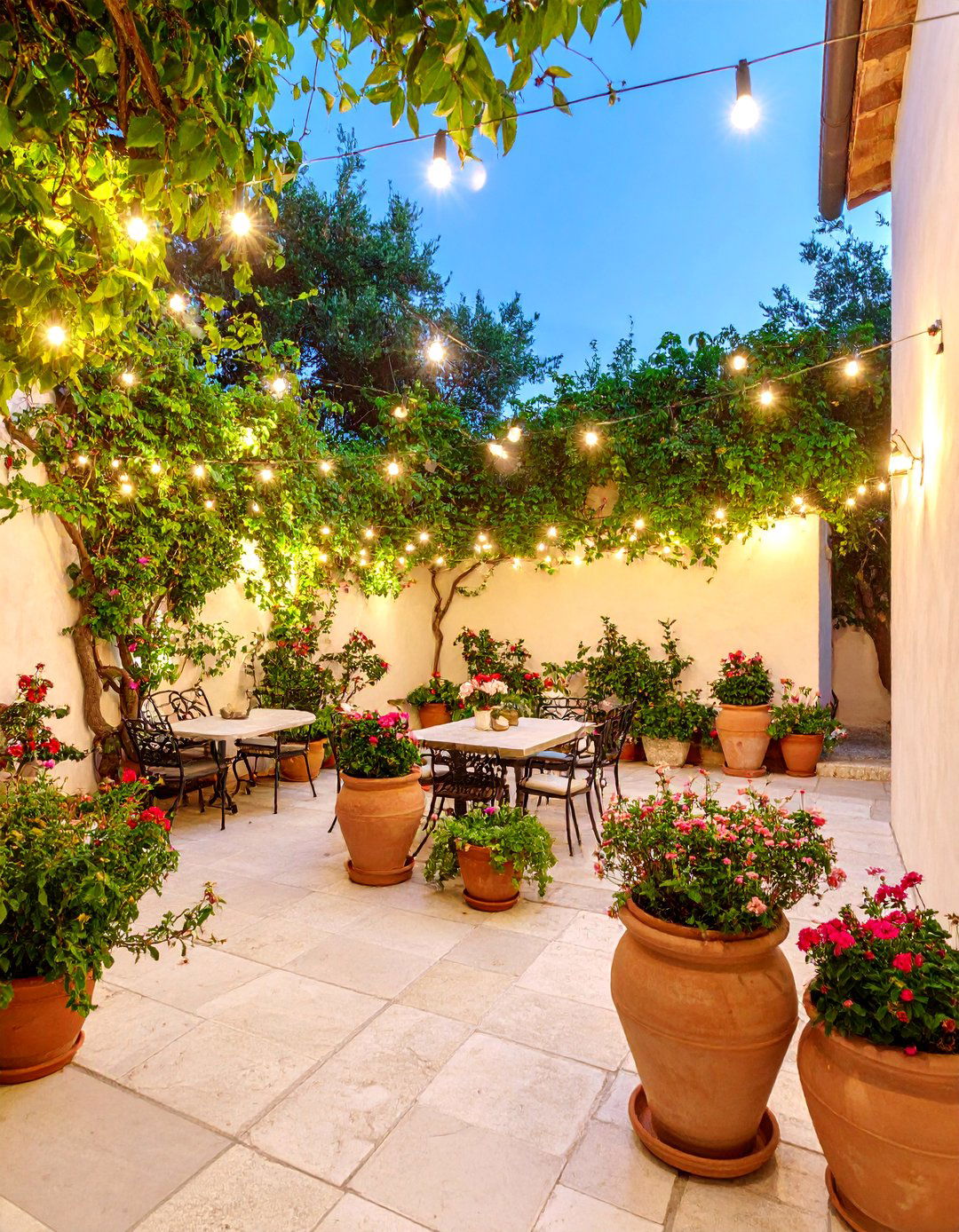 Mediterranean Corner Patio with Terra Cotta Elements - 25 Corner Patio Ideas