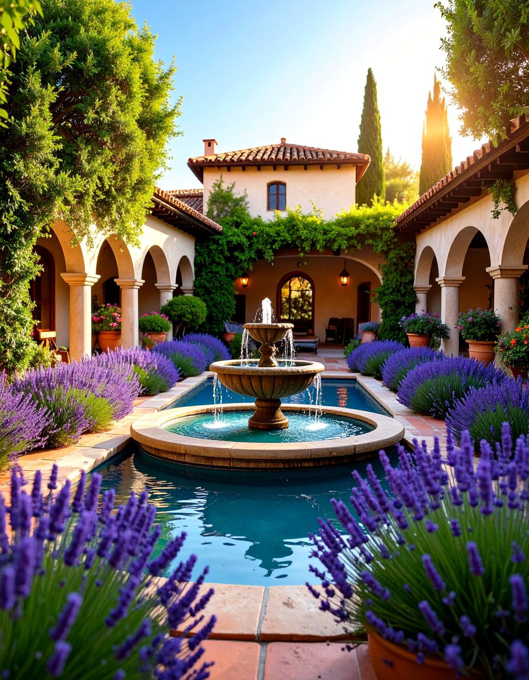 Mediterranean Courtyard Backyard Pond - 25 Backyard Pond Ideas