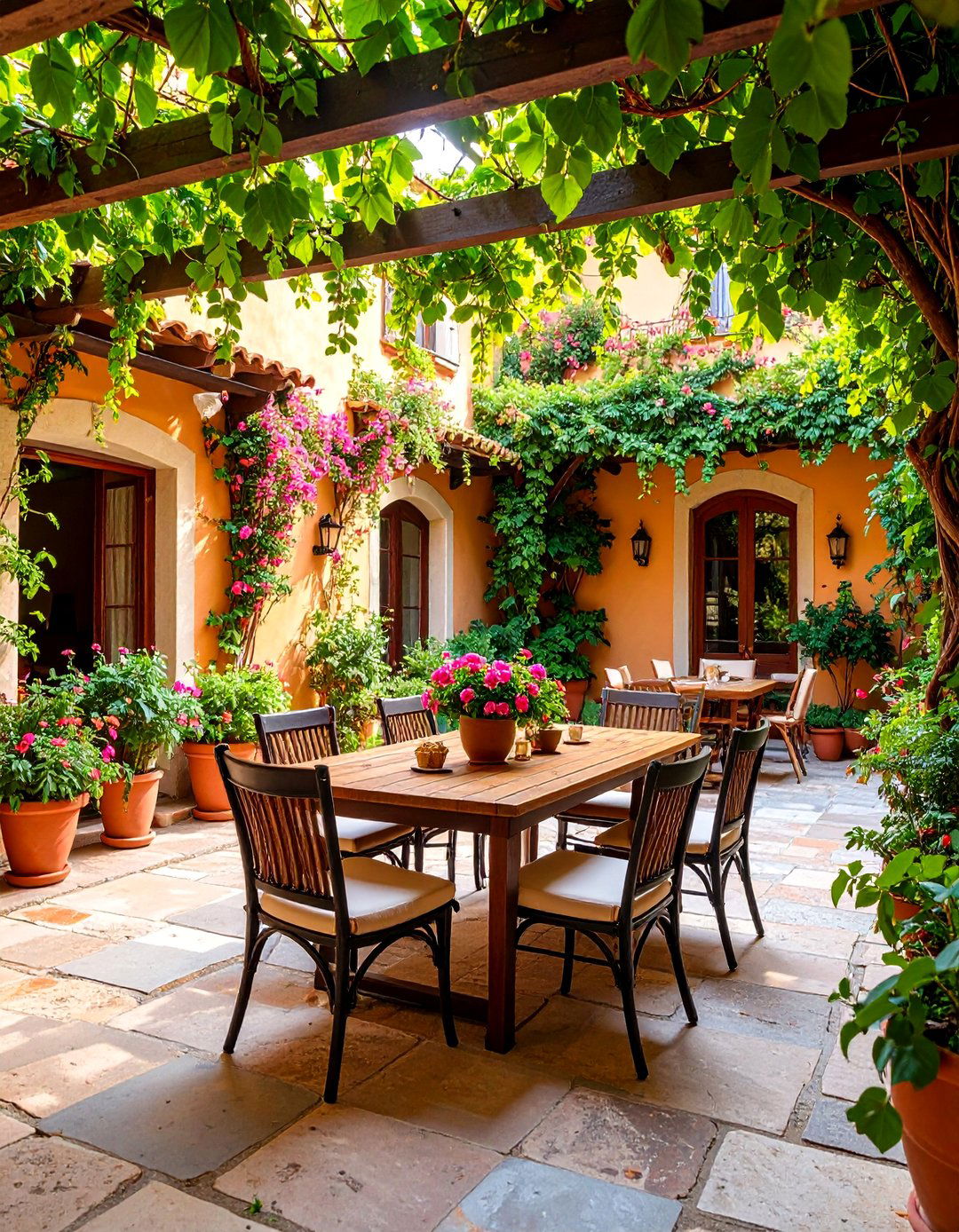Mediterranean Courtyard Dining Space - 25 Mediterranean Interior Design Ideas