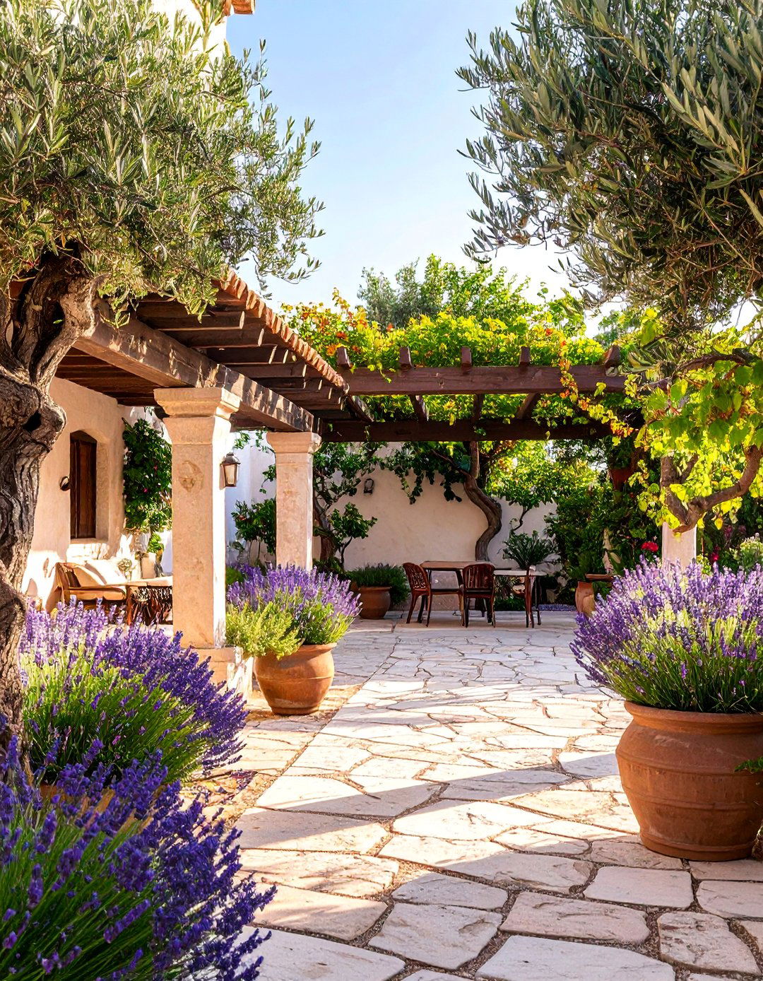 Mediterranean Courtyard Garden - 25 Low Maintenance Backyard Landscaping Ideas