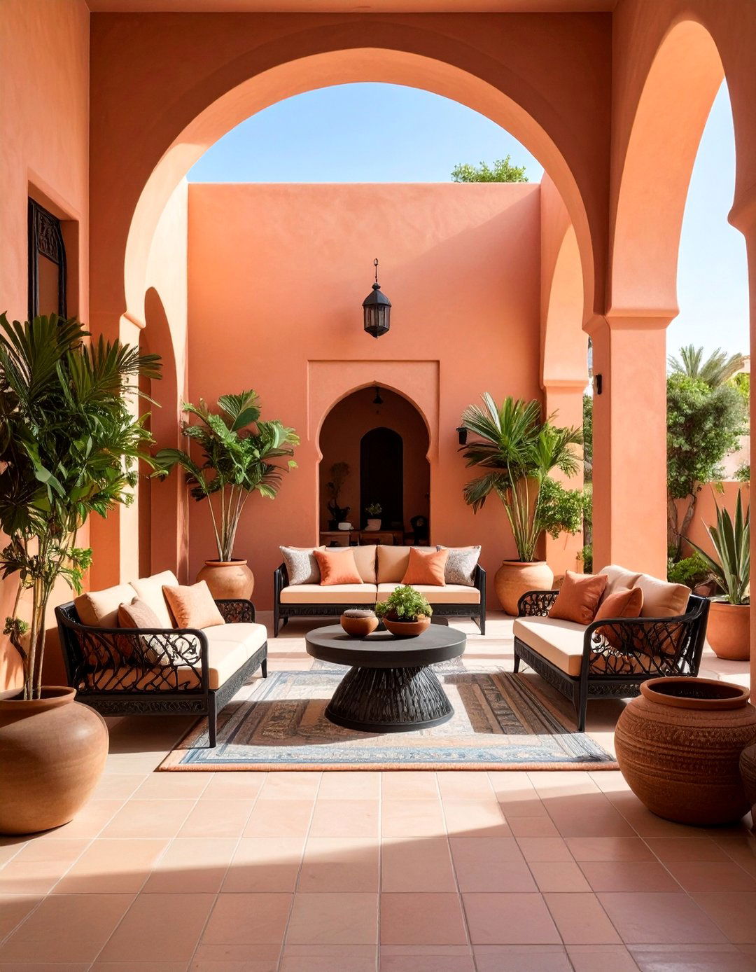 Mediterranean Courtyard Room with Black Arched Trim - 25 Black Trim Interiors