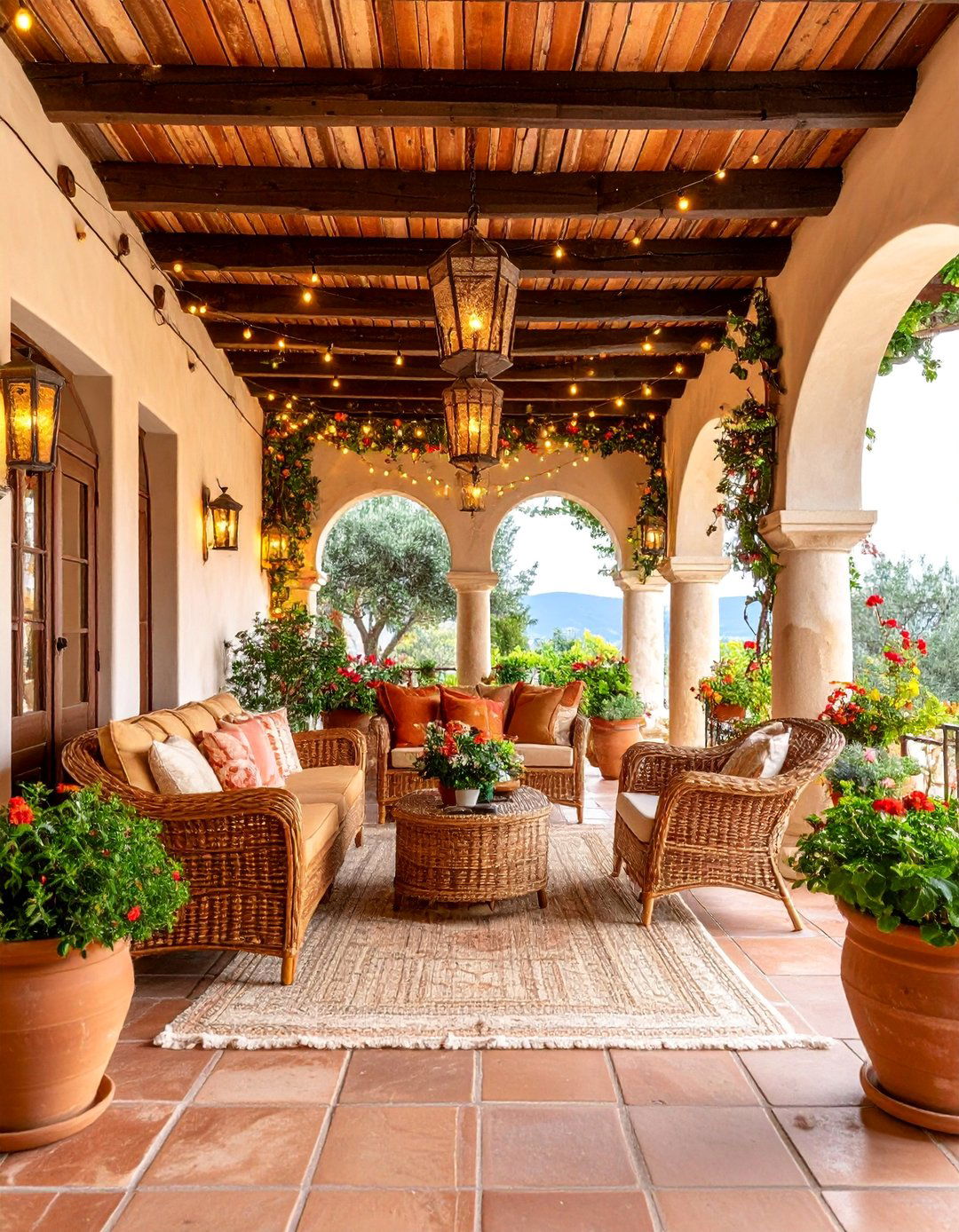 Mediterranean Covered Porch with Terra Cotta and Arches - 25 Covered Porch Ideas