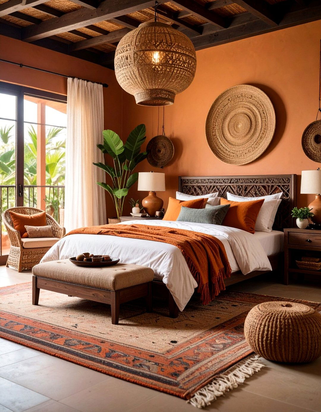Mediterranean Dark Wood Bedroom with Warm Textures - 25 Dark Wood Bedroom Ideas