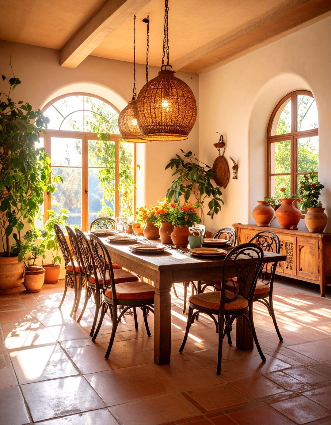 Mediterranean Dining Room with Warm Terracotta Tones - 25 Dining Room Design Ideas