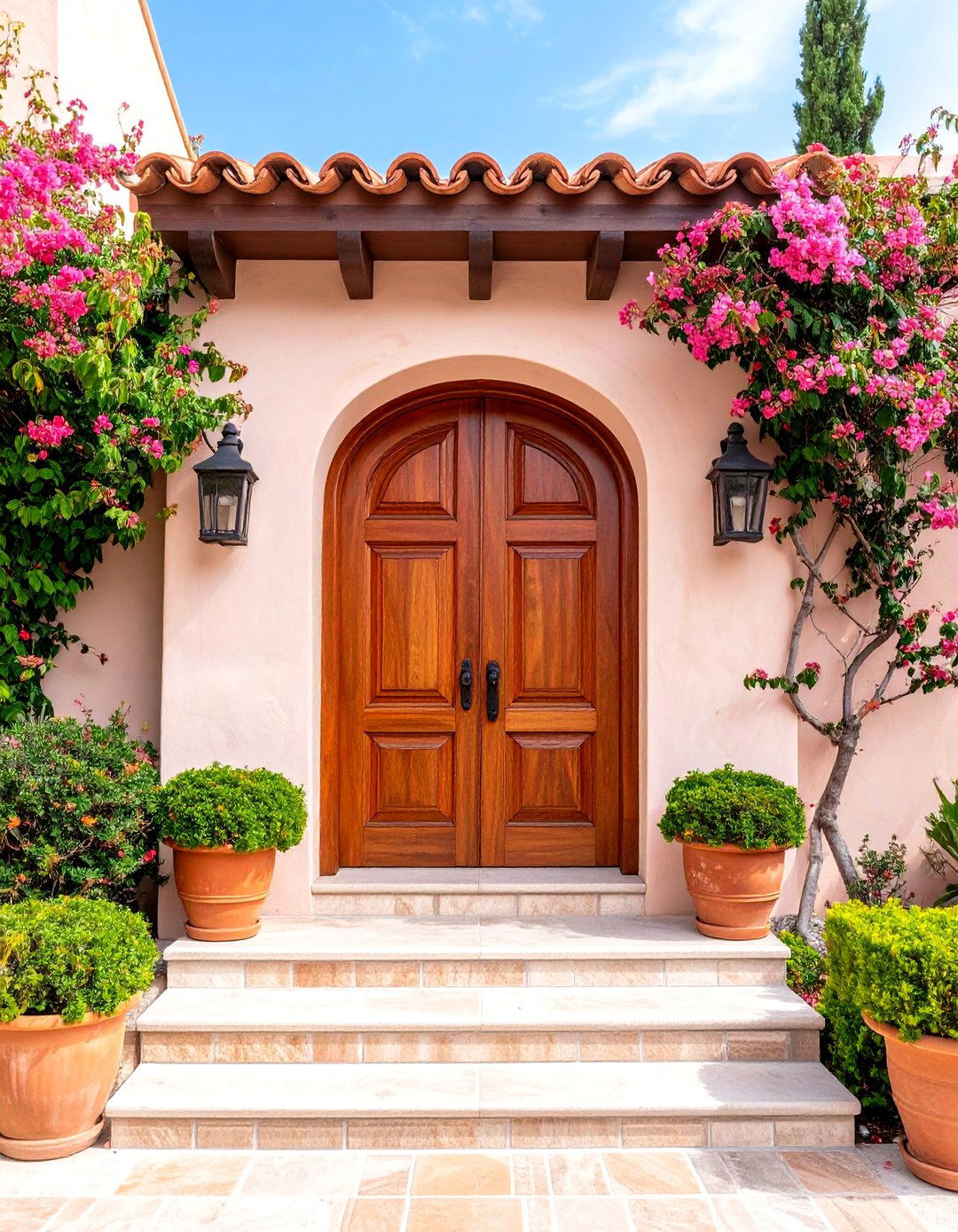Mediterranean Door Trim with Stucco Integration - 25 Exterior Door Trim Ideas