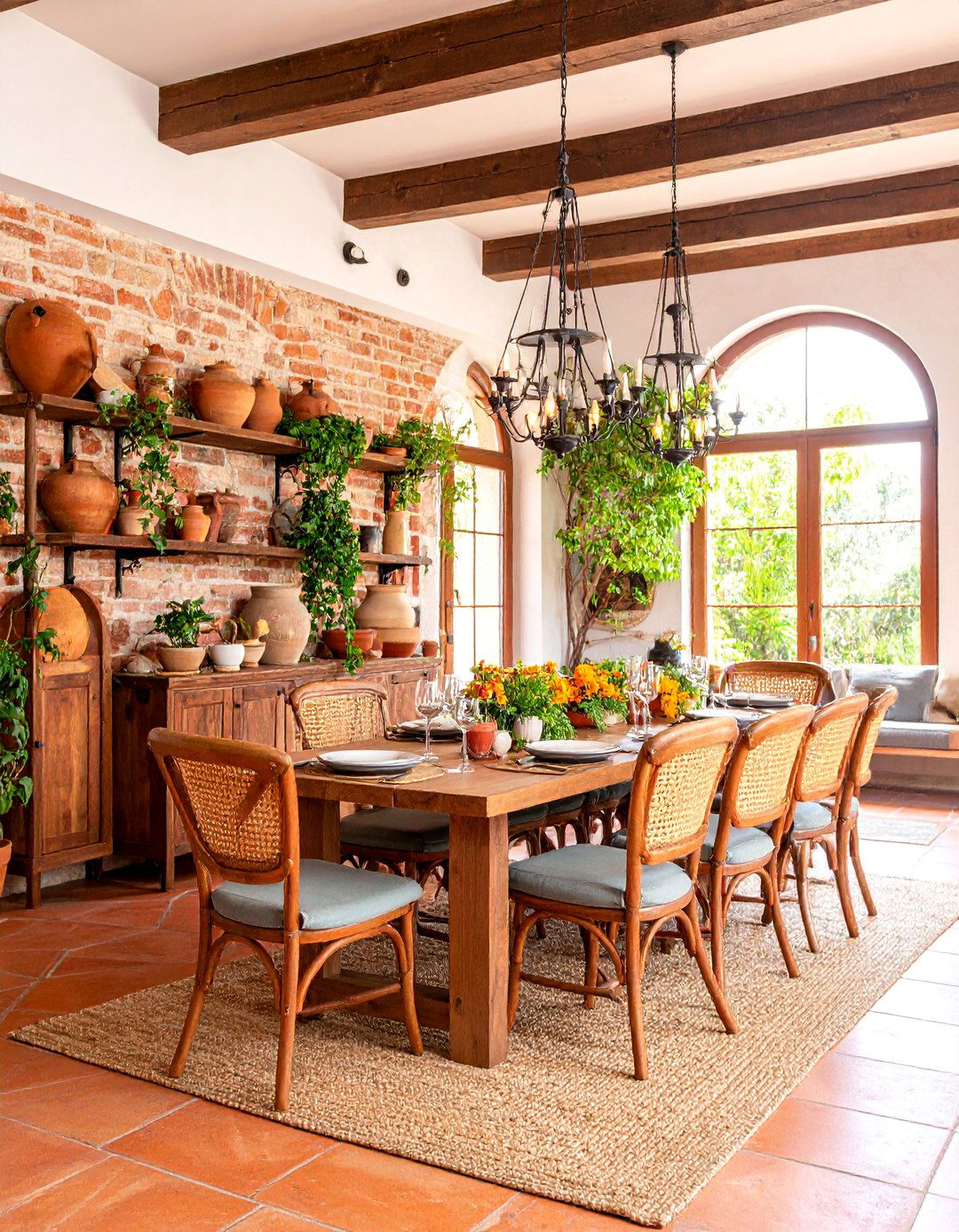 Mediterranean Eclectic Dining Room with Rustic Charm - 25 Eclectic Dining Room Ideas