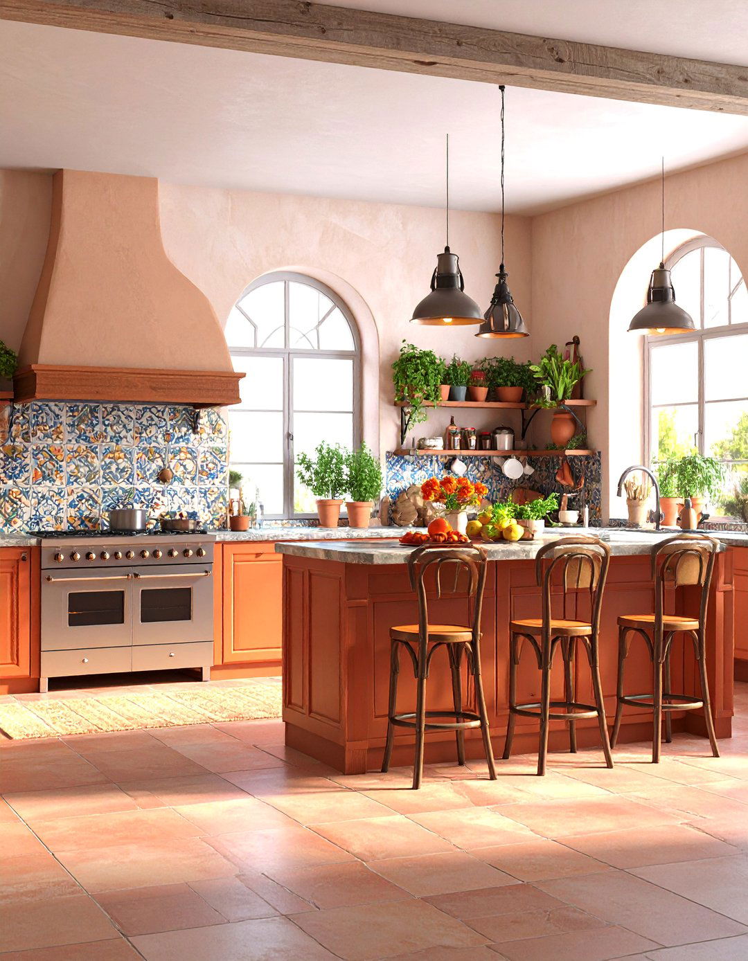 Mediterranean Eclectic Kitchen with Terracotta Warmth - 25 Eclectic Kitchen Ideas
