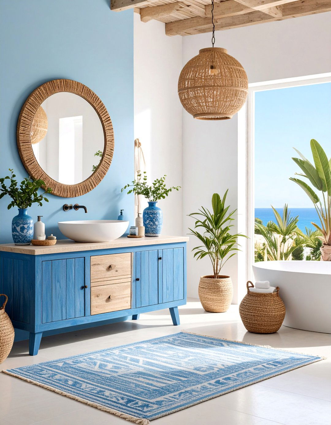 Mediterranean Eclectic Powder Room with Coastal Elements - 25 Eclectic Powder Room Ideas