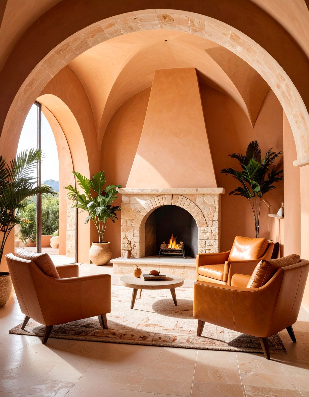 Mediterranean Faux Stone Fireplace with Arched Alcove - 25 Faux Stone Fireplace Ideas