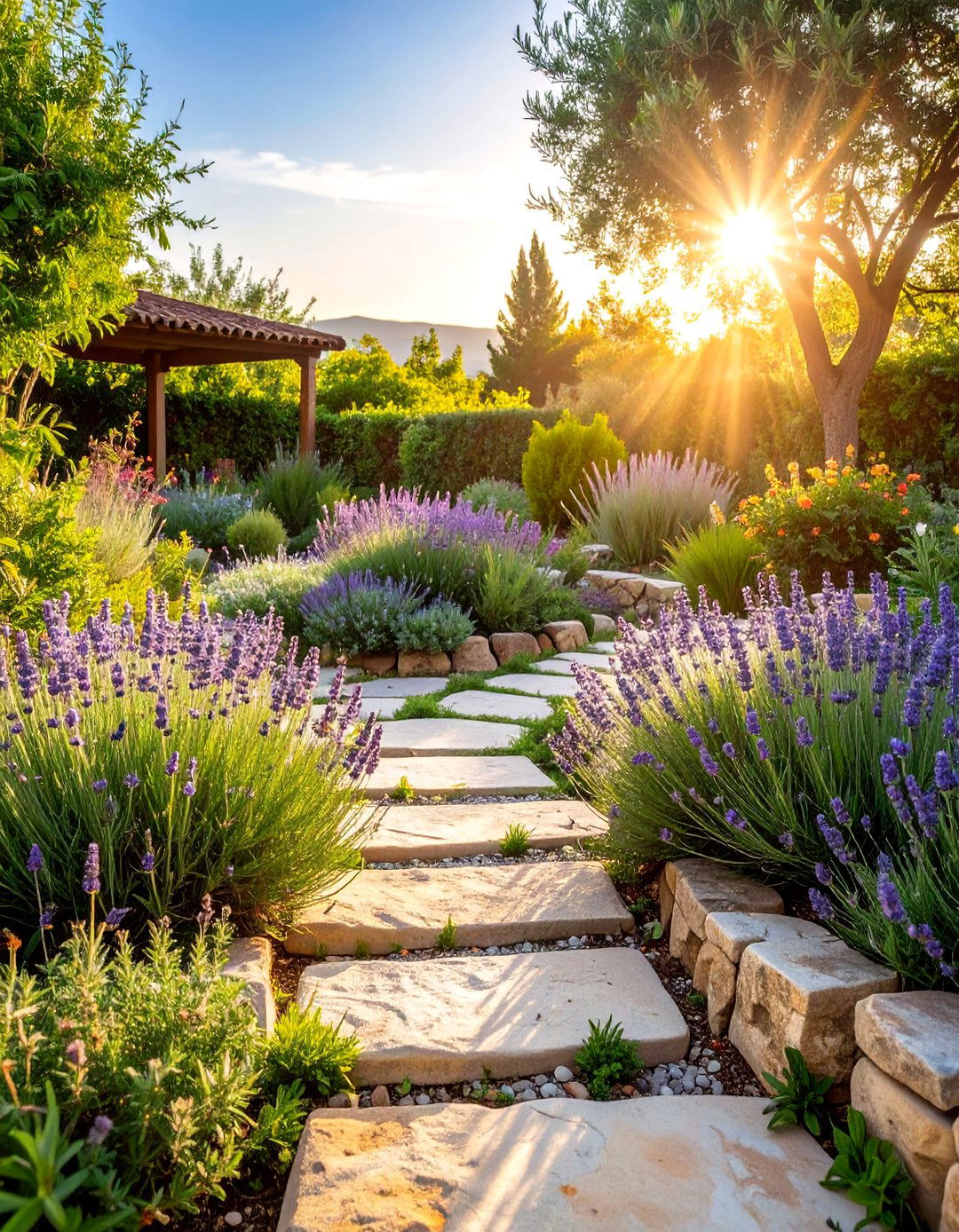 Mediterranean Herb Circle with Stone Edging - 25 Round Garden Bed Ideas