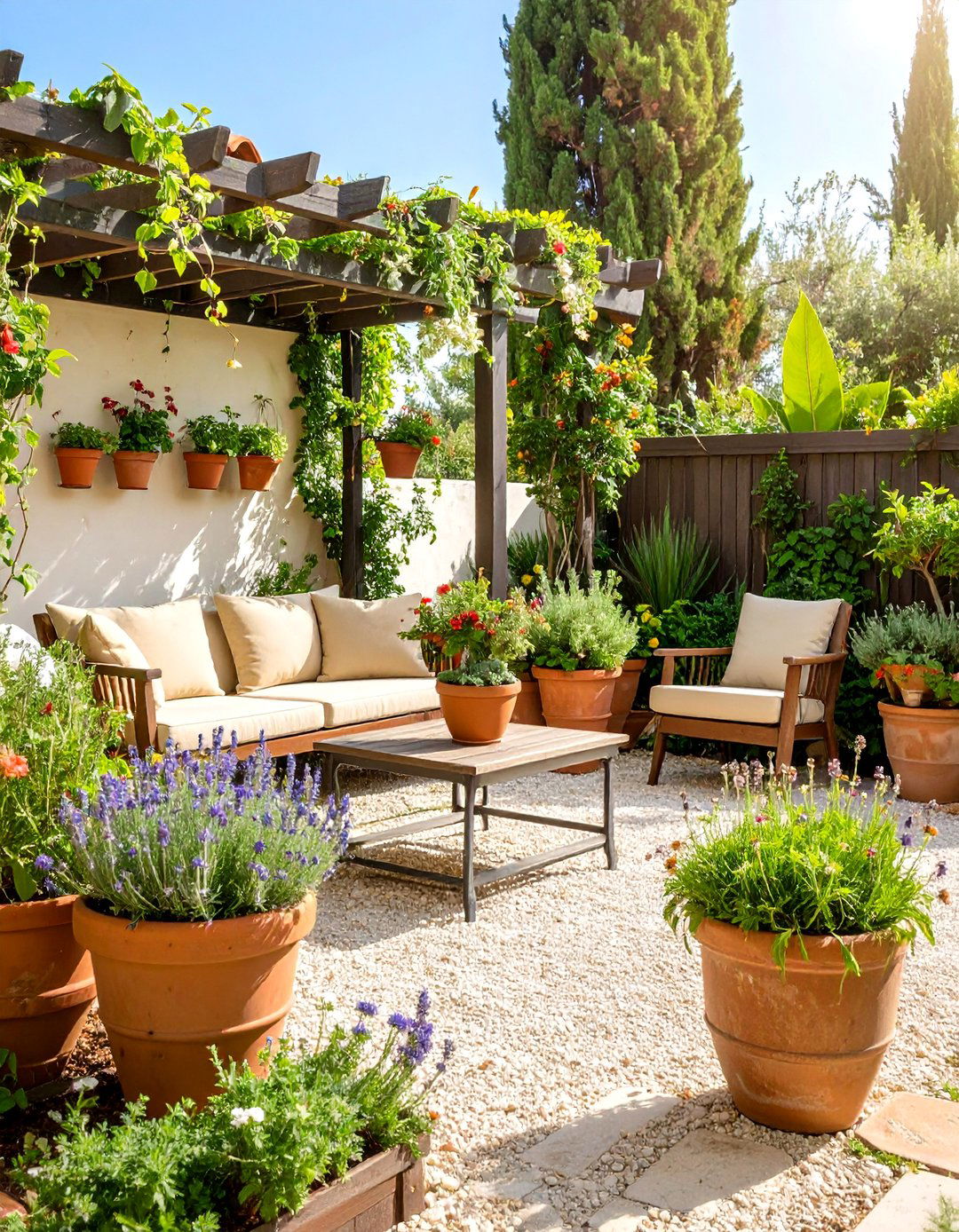 Mediterranean Herb Corner with Terracotta Elements - 25 Corner Garden Ideas