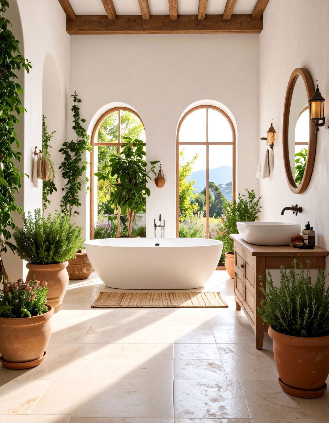 Mediterranean Herb Garden Bathroom - 25 Greenhouse Bathroom Ideas