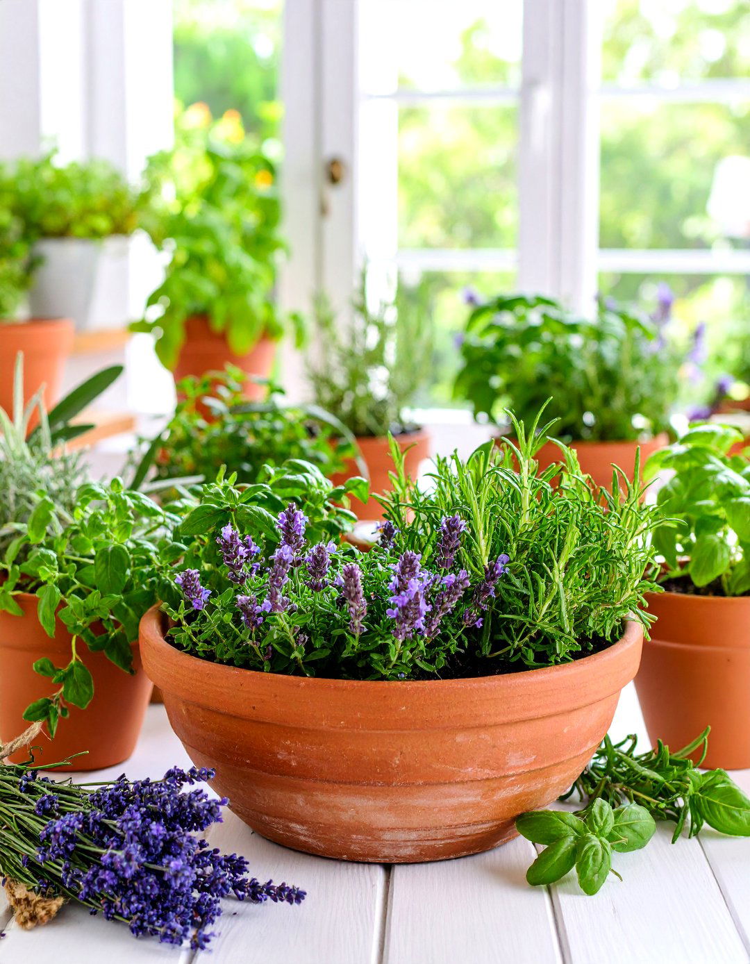 Mediterranean Herb Garden Bowl with Olive Branches - 25 Dough Bowl Decor Ideas