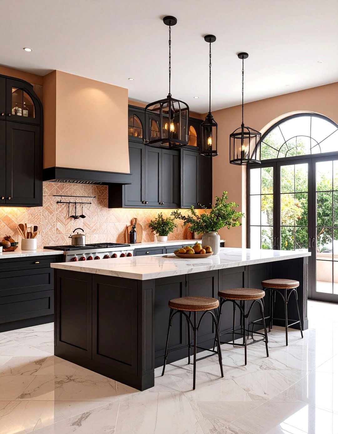 Mediterranean Inspired Black Kitchen Cabinets With White Countertops - 25 Black Kitchen Cabinets With White Countertops