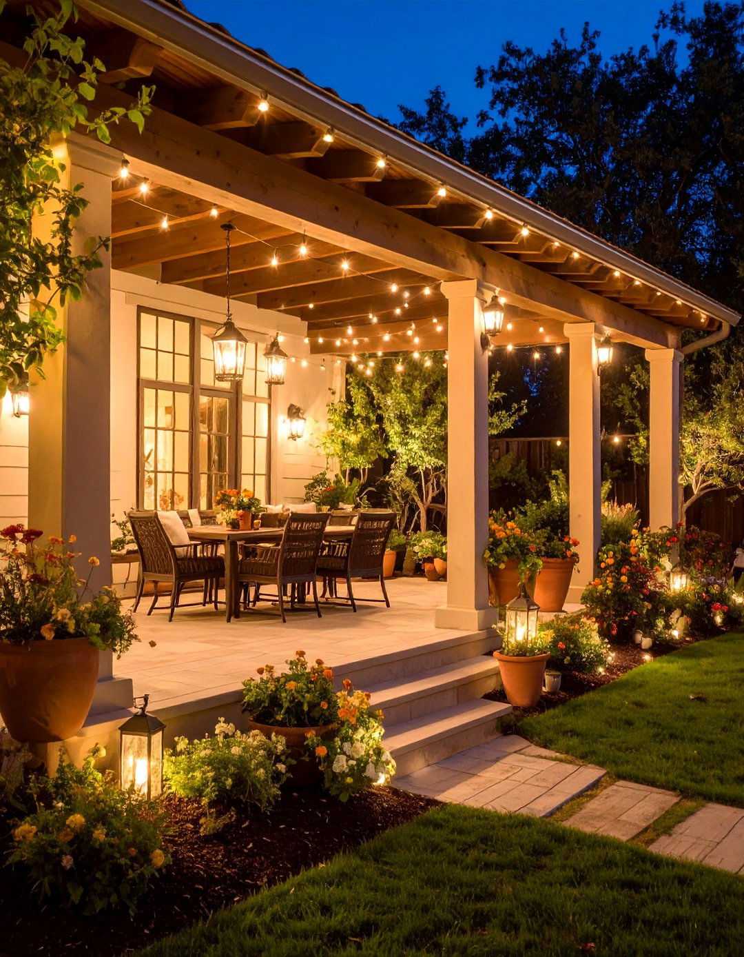 Mediterranean Inspired Courtyard Feel - 25 Barndominium Front Porch Ideas