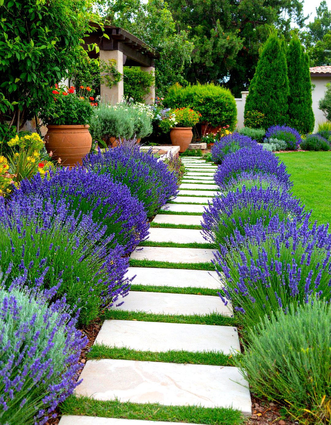 Mediterranean Inspired Drought Garden - 25 Front Yard Texas Flower Bed Ideas