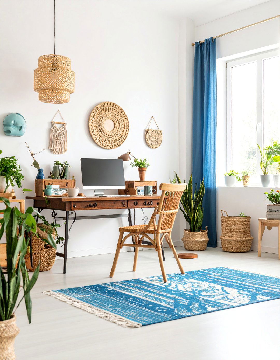 Mediterranean Inspired Home Office with Terracotta and Blue Accents - 25 Home Office Decor Ideas