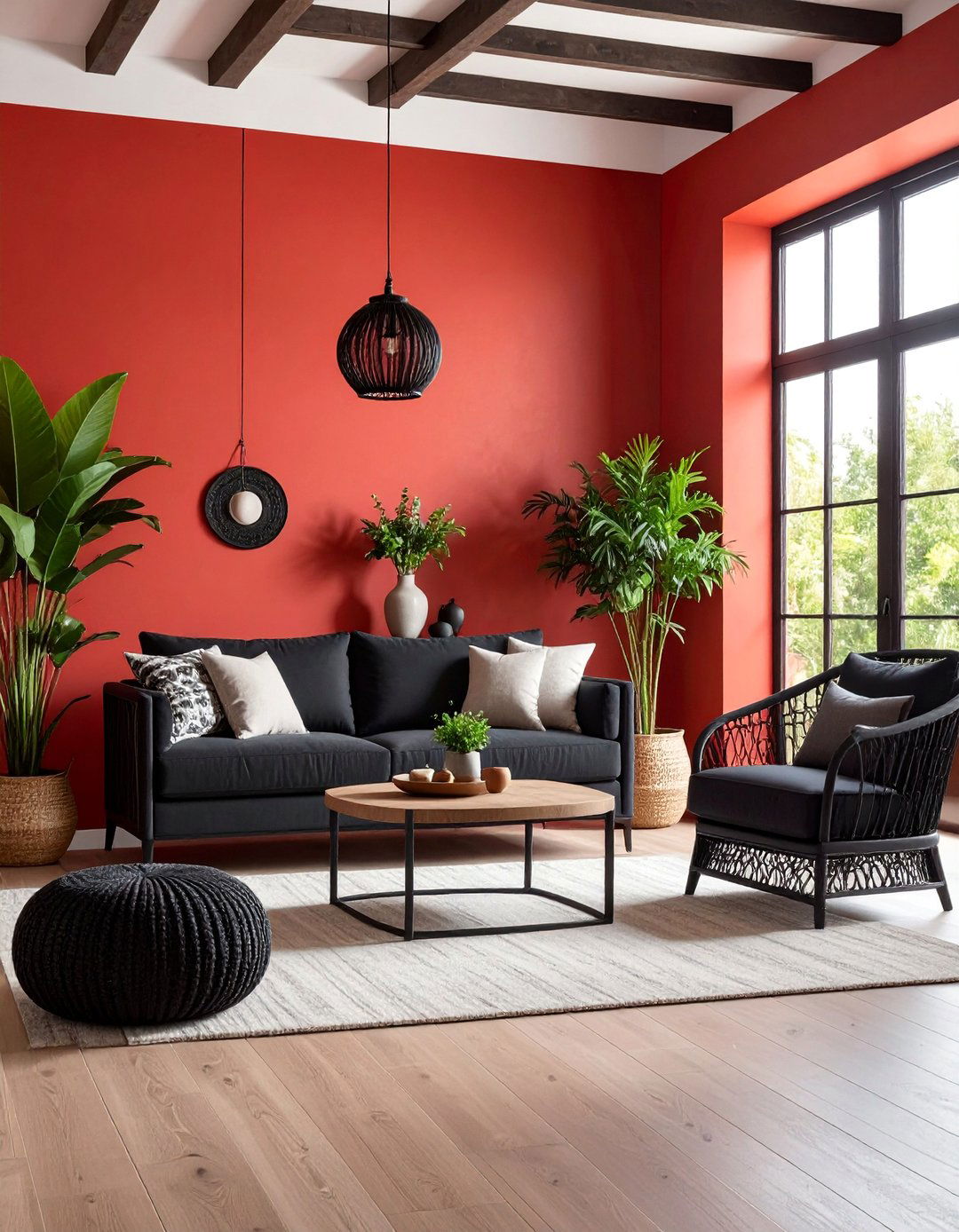 Mediterranean Inspired Living Room with Terra Cotta Red and Black Iron - 25 Black and Red Living Room Ideas