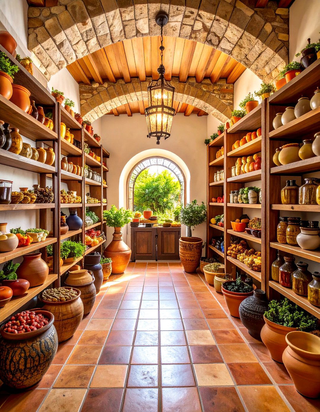 Mediterranean Inspired Pantry with Arched Doorway - 25 Walk in Pantry Ideas