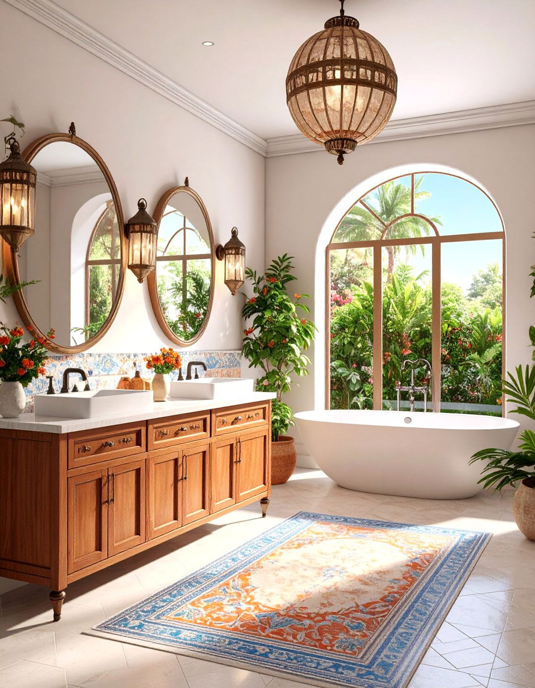 Mediterranean Jack and Jill Bathroom with Mosaic Tiles - 25 Jack and Jill Bathroom Ideas
