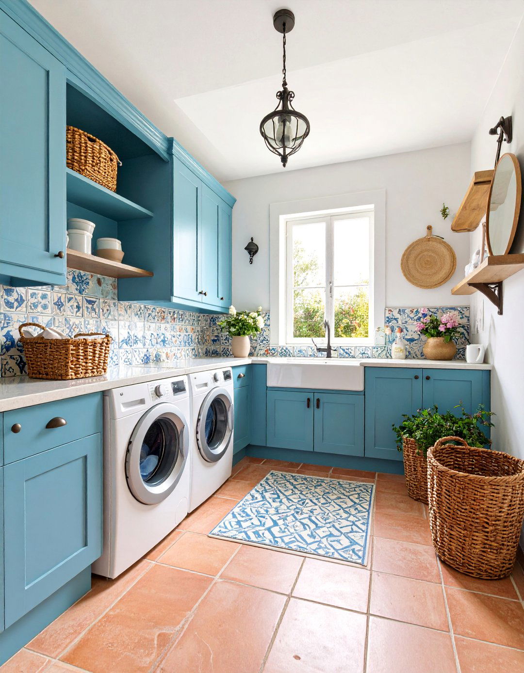 Mediterranean Laundry Room with Terra Cotta and Blues - 25 Laundry Room Decor Ideas