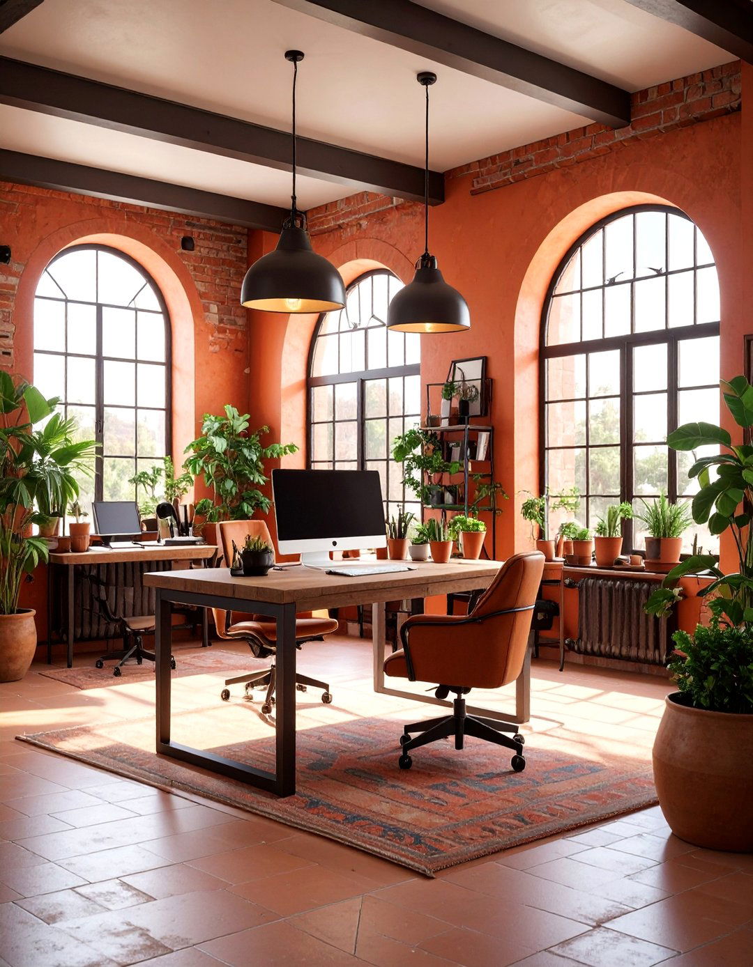 Mediterranean Loft Office with Warm Coastal Elements - 25 Loft Office Ideas