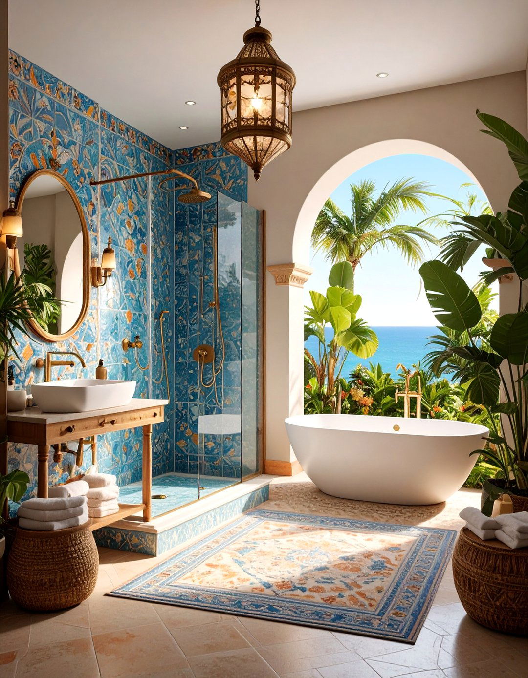 Mediterranean Mosaic Shower Surround - 25 Shower Surround Ideas