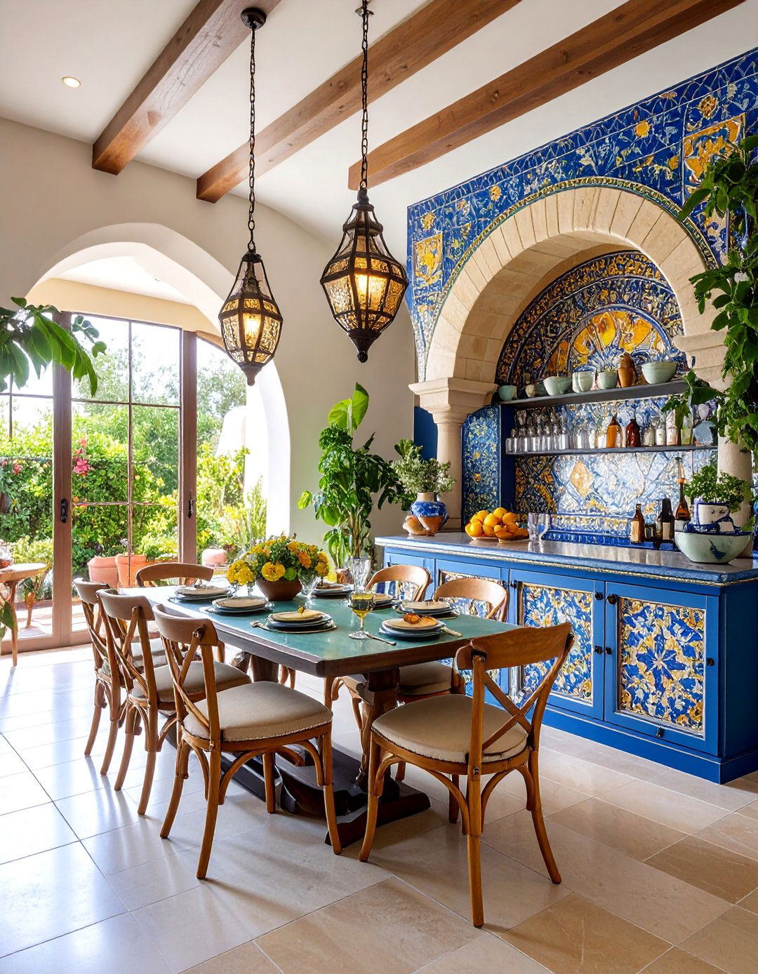 Mediterranean Mosaic Tile Mini Bar - 25 Mini Bar Ideas