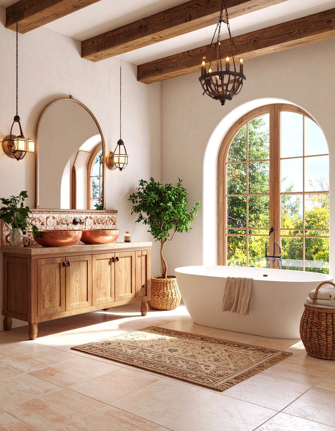 Mediterranean Oasis Barndominium Bathroom with Terracotta Accents - 25 Barndominium Bathroom Ideas