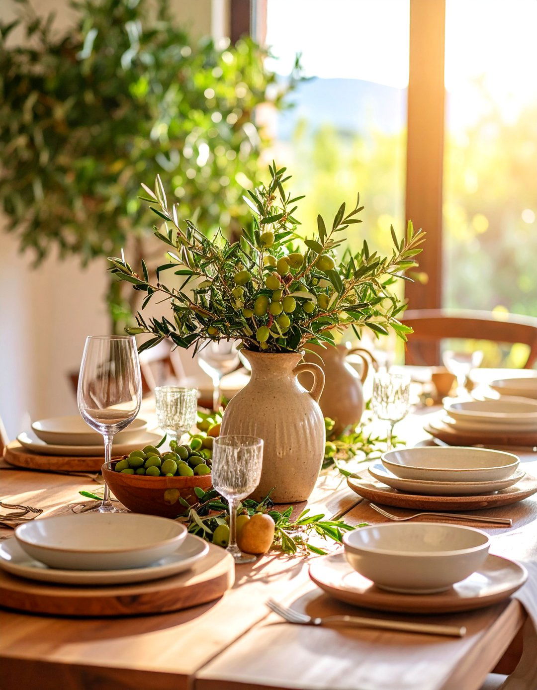 Mediterranean Olive Branch Dining Room Table Styling - 25 Dining Room Table Decor Ideas