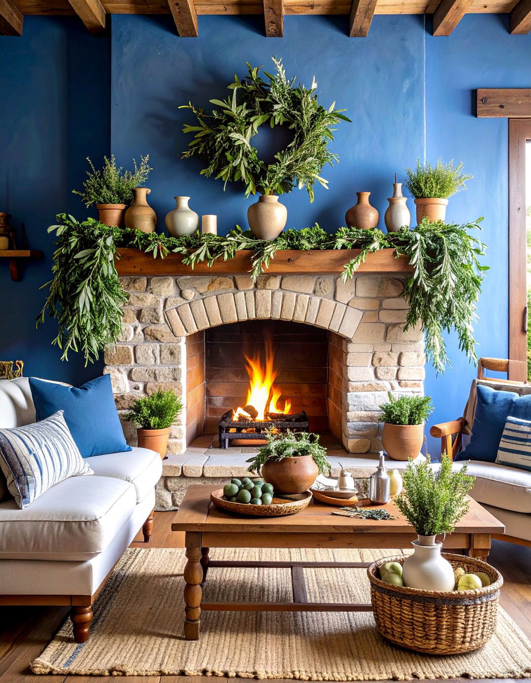 Mediterranean Olive Branch and Herb Garland - 25 Mantel Garland Ideas