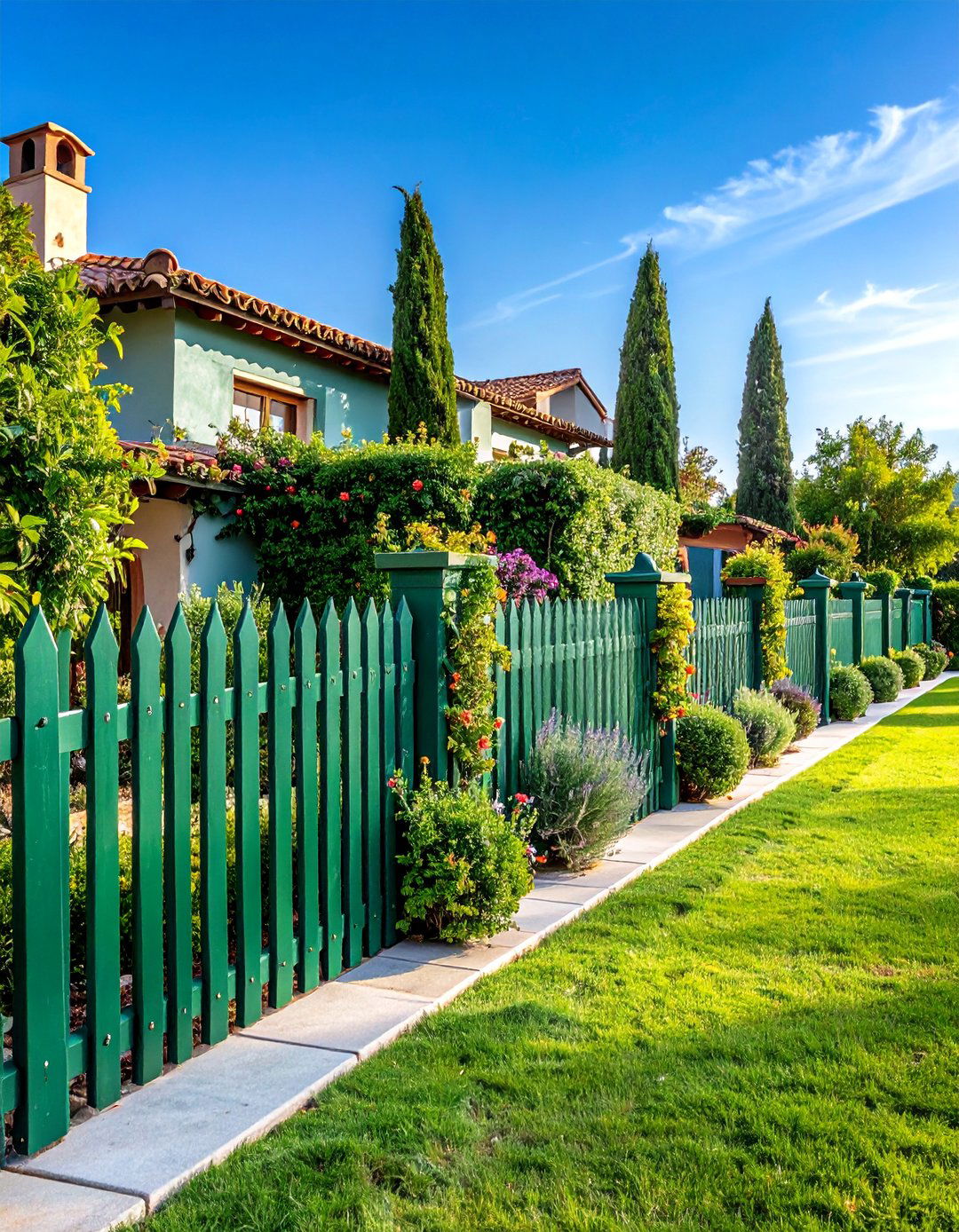 Mediterranean Olive Green Finish - 25 Fence Painting Ideas