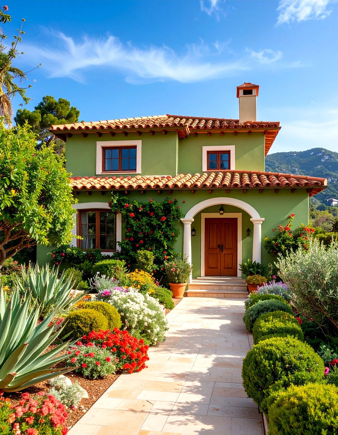 Mediterranean Olive Green - 25 Exterior House Colors & Inspiration