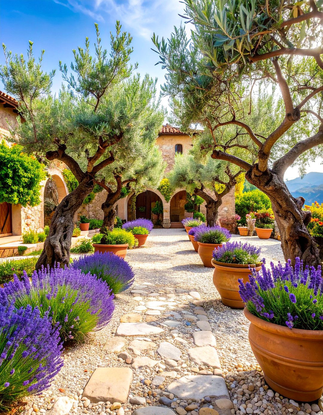 Mediterranean Olive Grove Courtyard Design - 25 Tree Landscaping Ideas