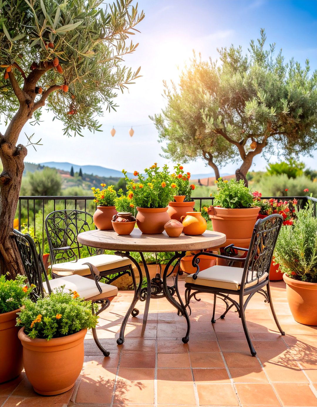 Mediterranean Olive Grove with Terracotta and Herbs - 25 Party Decoration Ideas