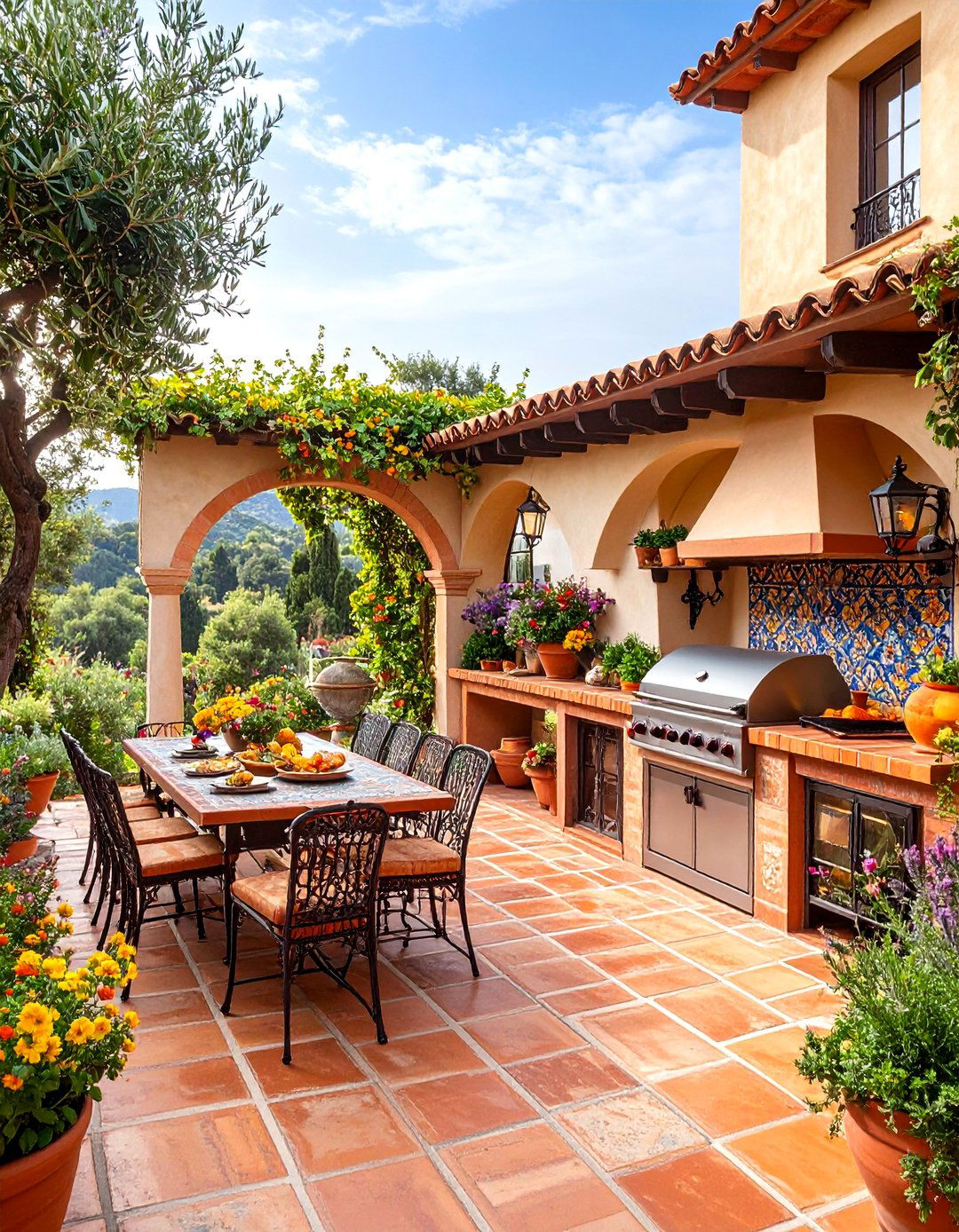 Mediterranean Outdoor Kitchen with Terra Cotta Styling - 25 bbq area ideas