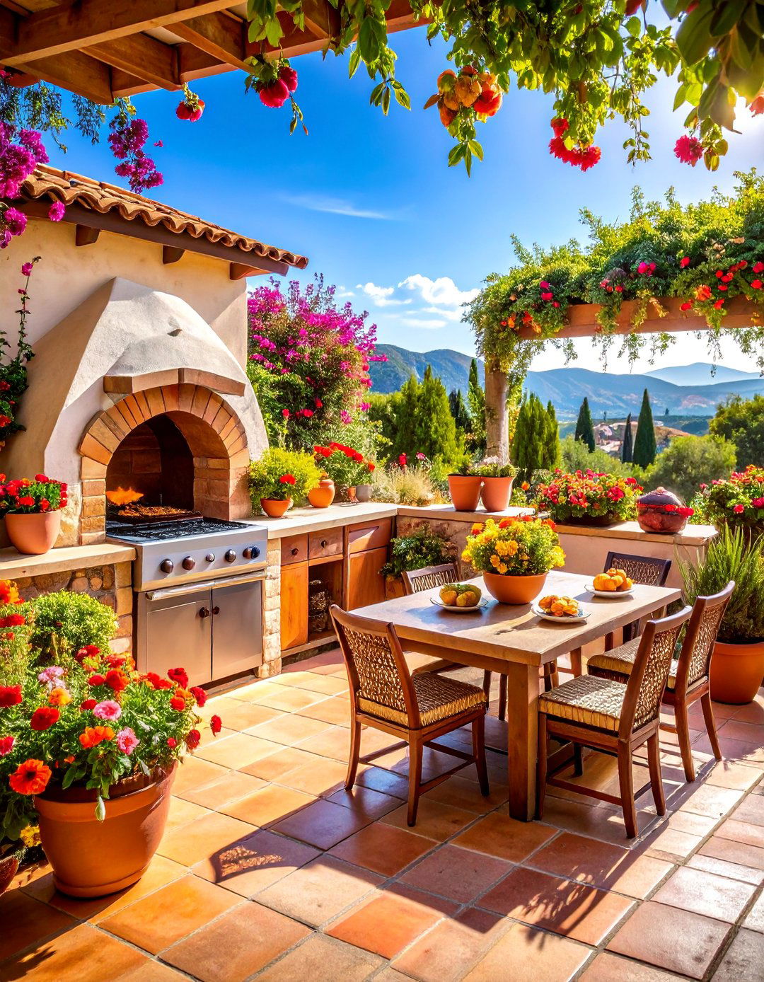 Mediterranean Outdoor Kitchen with Terracotta and Stone Features - 25 Outdoor Kitchen Designs