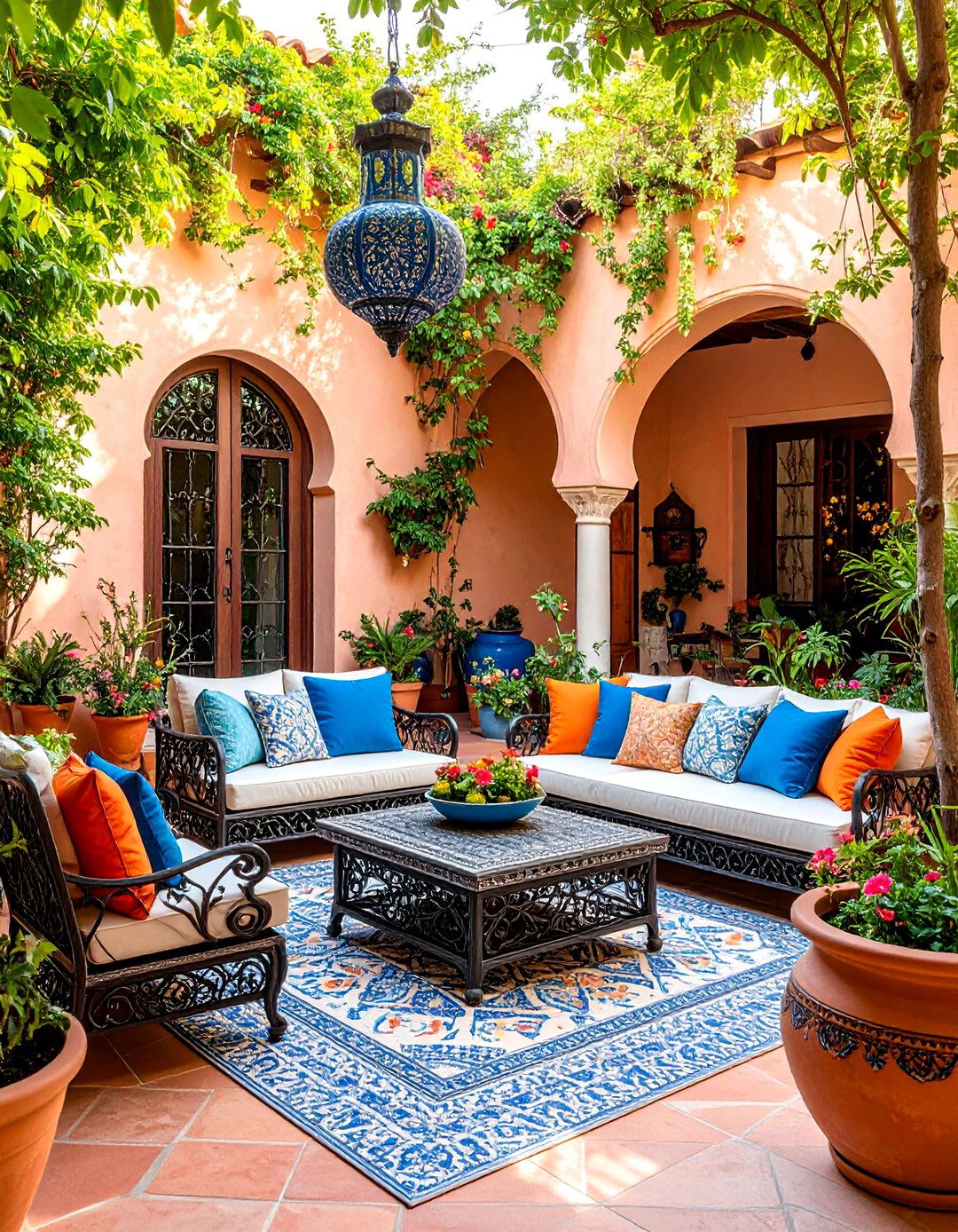 Mediterranean Outdoor Living Room with Tile Accents - 25 Outdoor Living Room Ideas