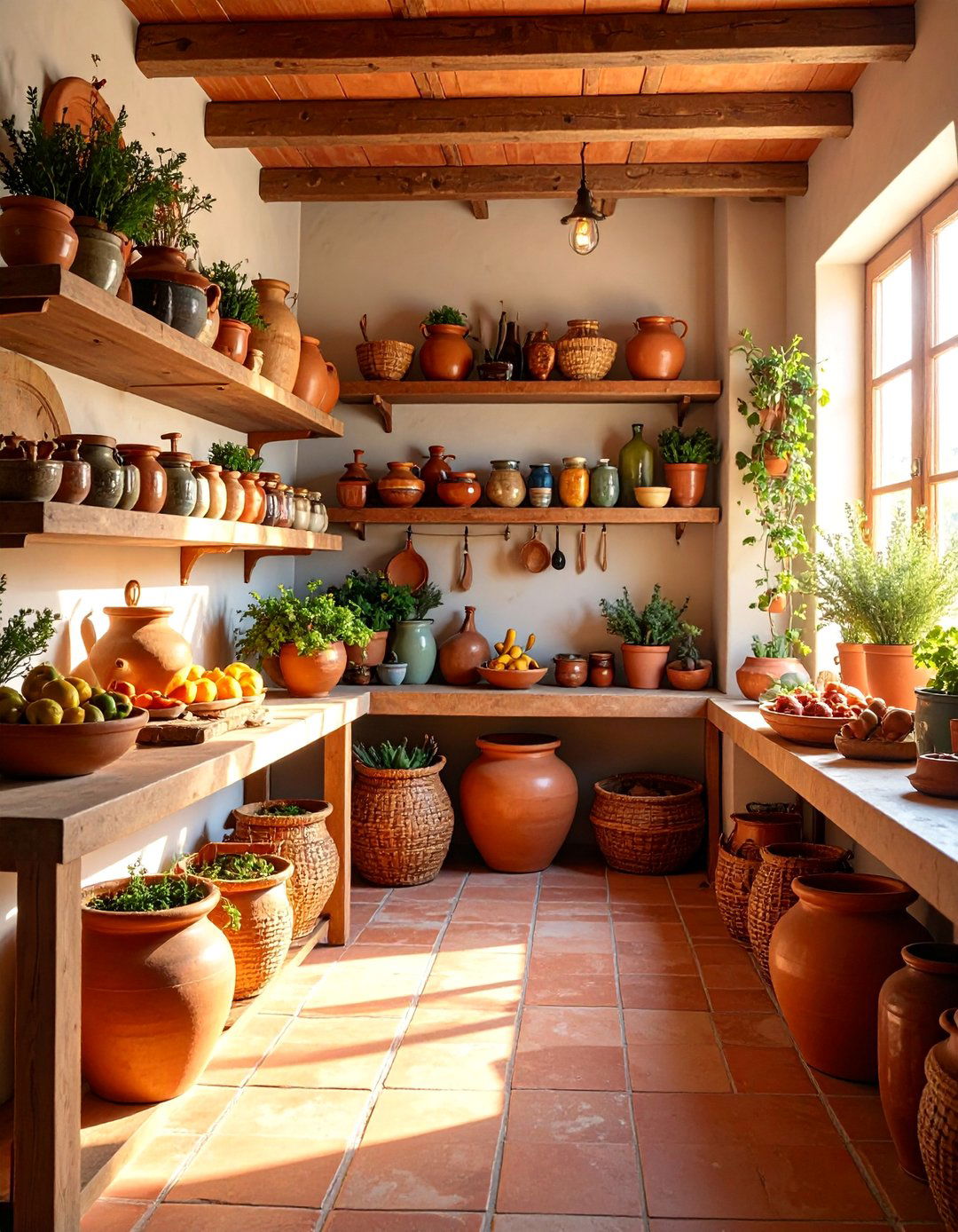Mediterranean Pantry with Terracotta Accents - 25 Kitchen Pantry Ideas