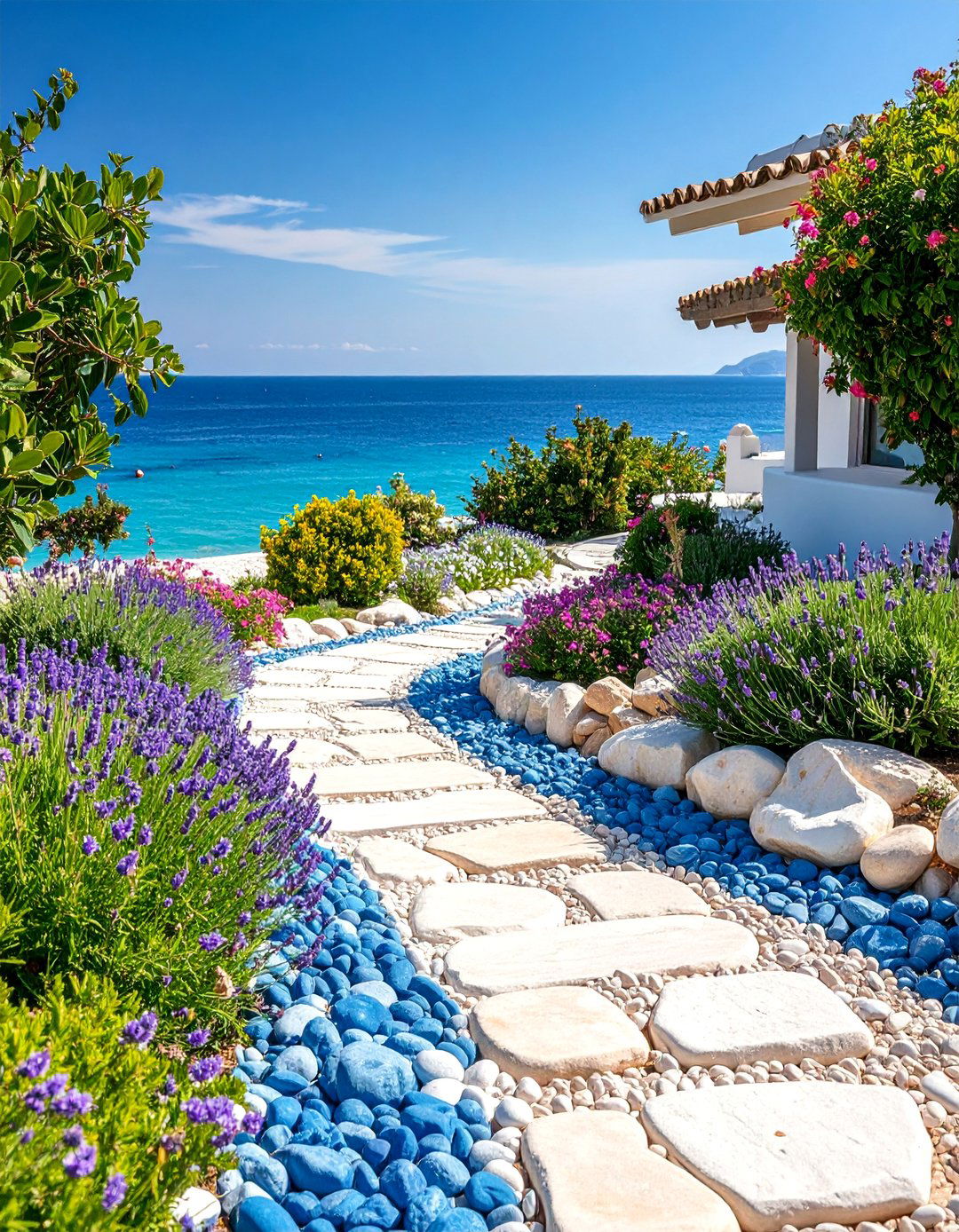 Mediterranean River Rock Coastal Inspired Edging - 25 River Rock Edging Ideas