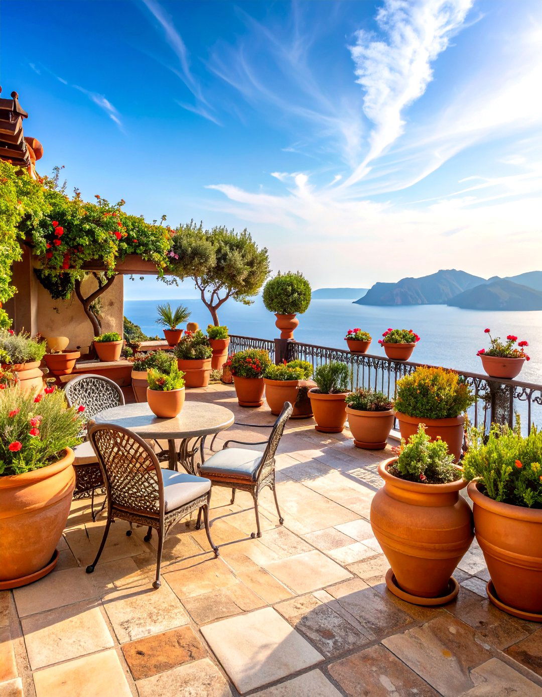 Mediterranean Rooftop Terrace with Natural Stone - 25 Residential Rooftop Design Ideas