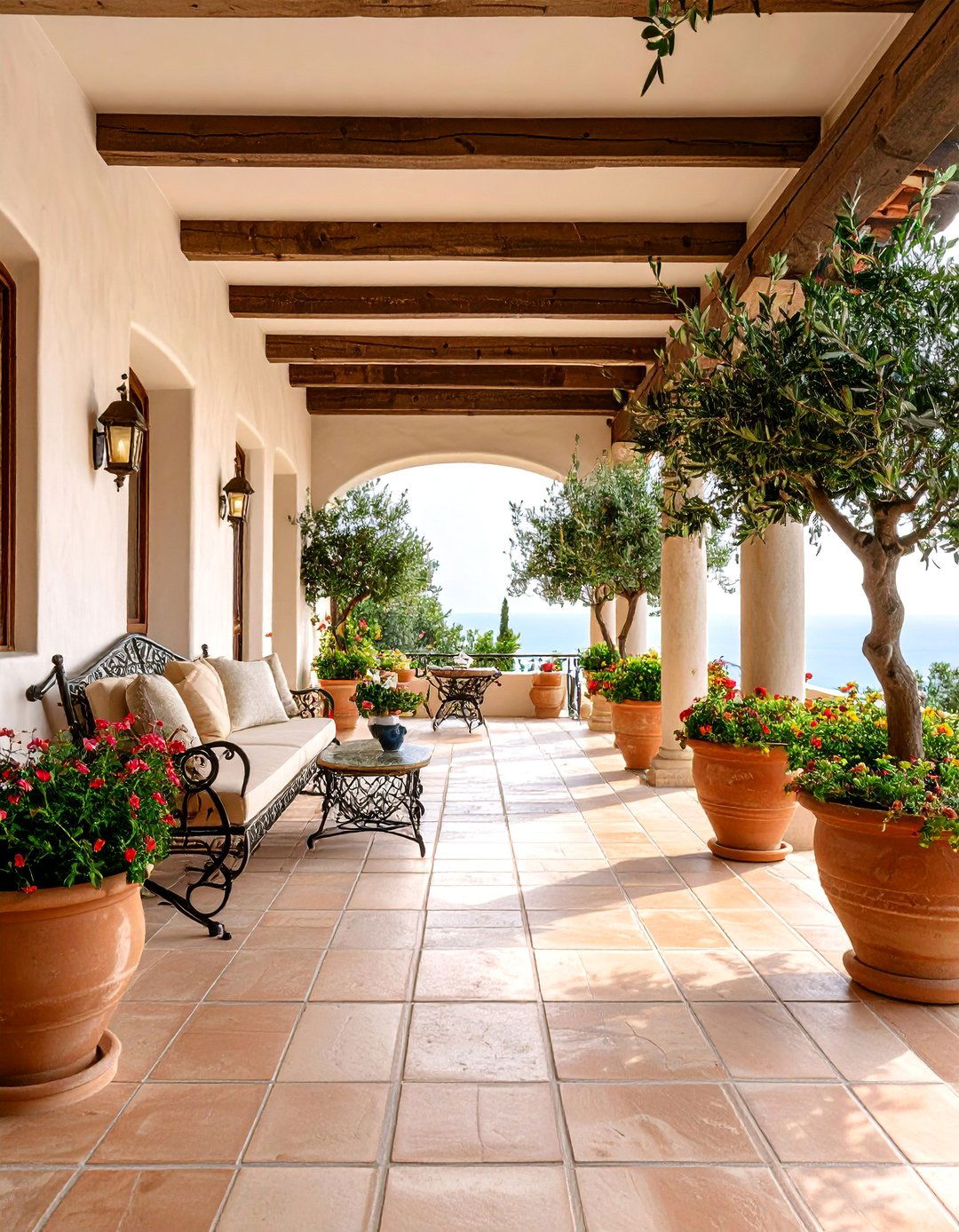 Mediterranean Side Porch with Clay and Stone - 25 Side Porch Ideas